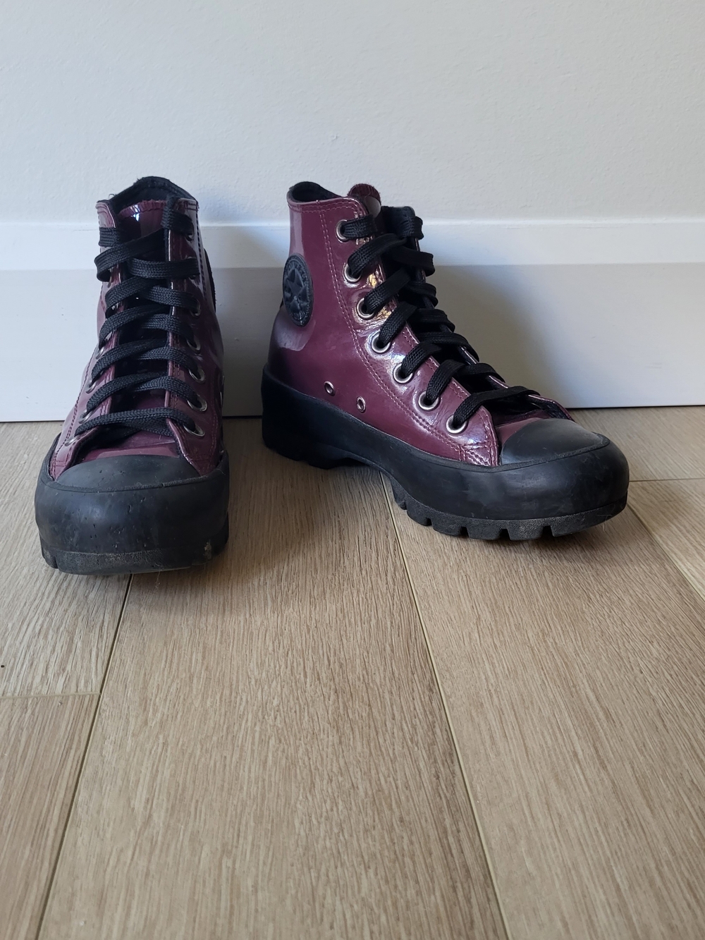 Converse Women's Platform High-Top Sneakers in Burgundy - Picture 2 of 3